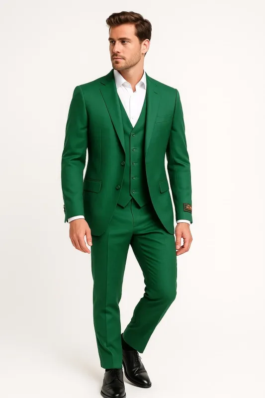 Mens Emerald Green 3-Piece Suit â€“ Slim Fit Wedding and Formal Suit by Alberto Nardoni sold by Alberto Nardoni