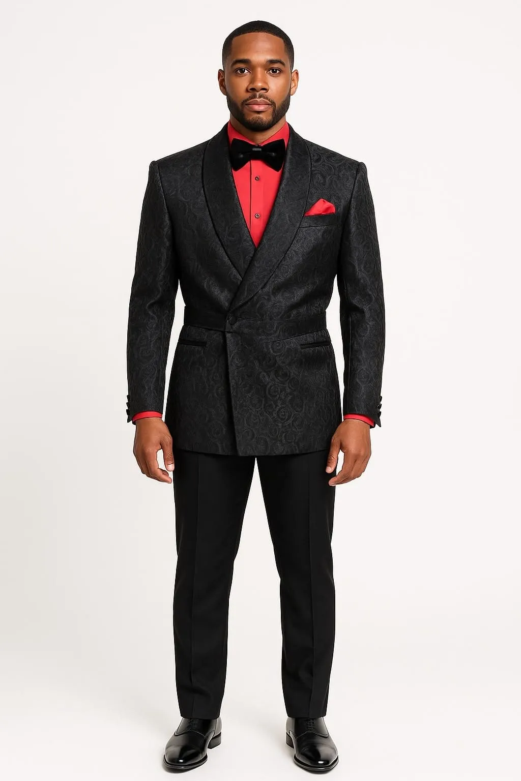 Mens Black Paisley Tuxedo Jacket with – Elegant Formalwear Smoking Jacket sold by Alberto Nardoni