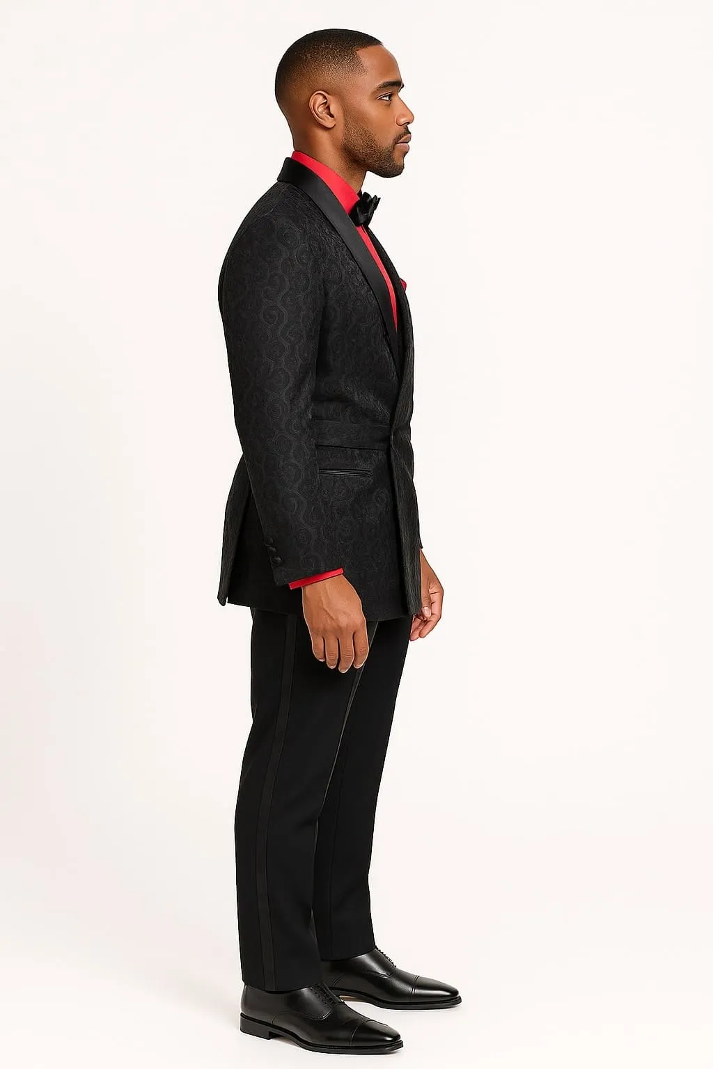 Mens Black Paisley Tuxedo Jacket with – Elegant Formalwear Smoking Jacket sold by Alberto Nardoni product image thumbnail 2