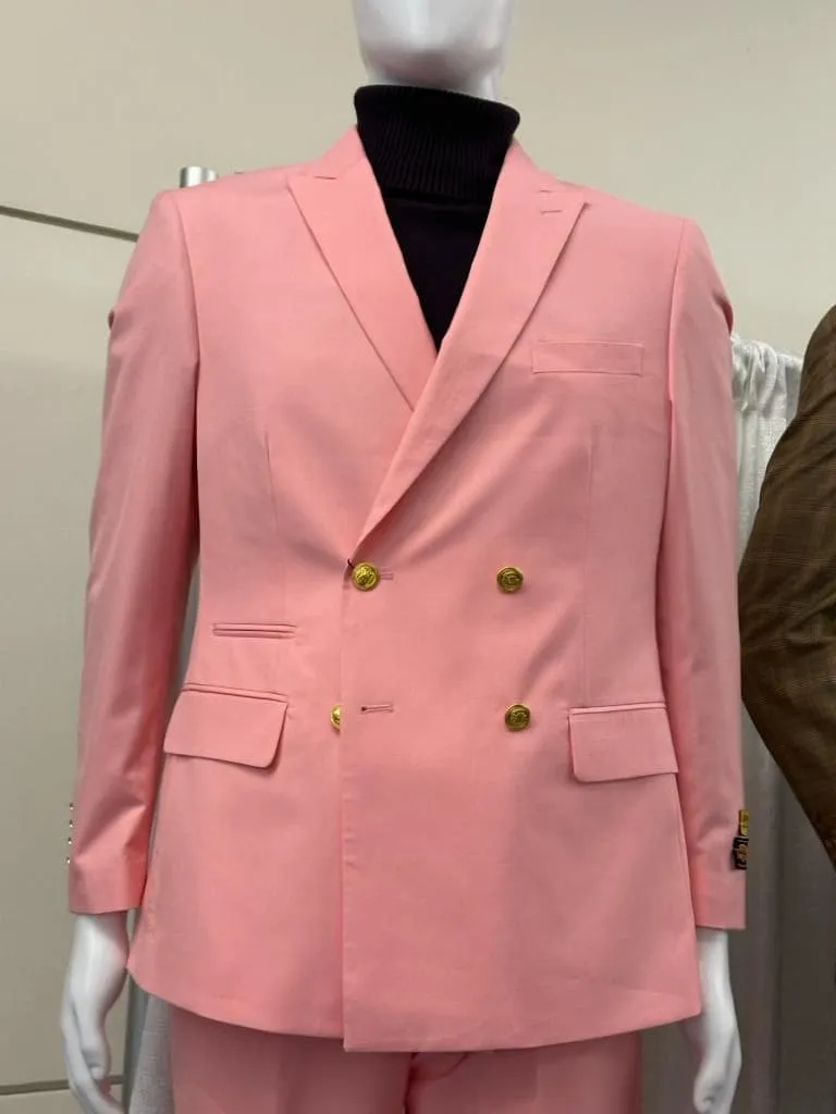 Mens Pink Double-Breasted Suit with Gold Buttons sold by Alberto Nardoni product image thumbnail 2