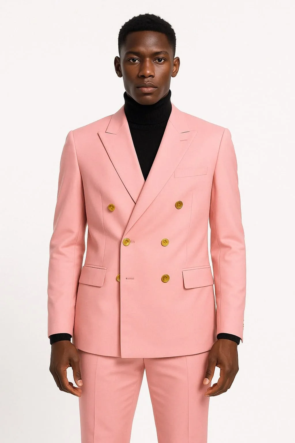 Mens Pink Double-Breasted Suit with Gold Buttons sold by Alberto Nardoni