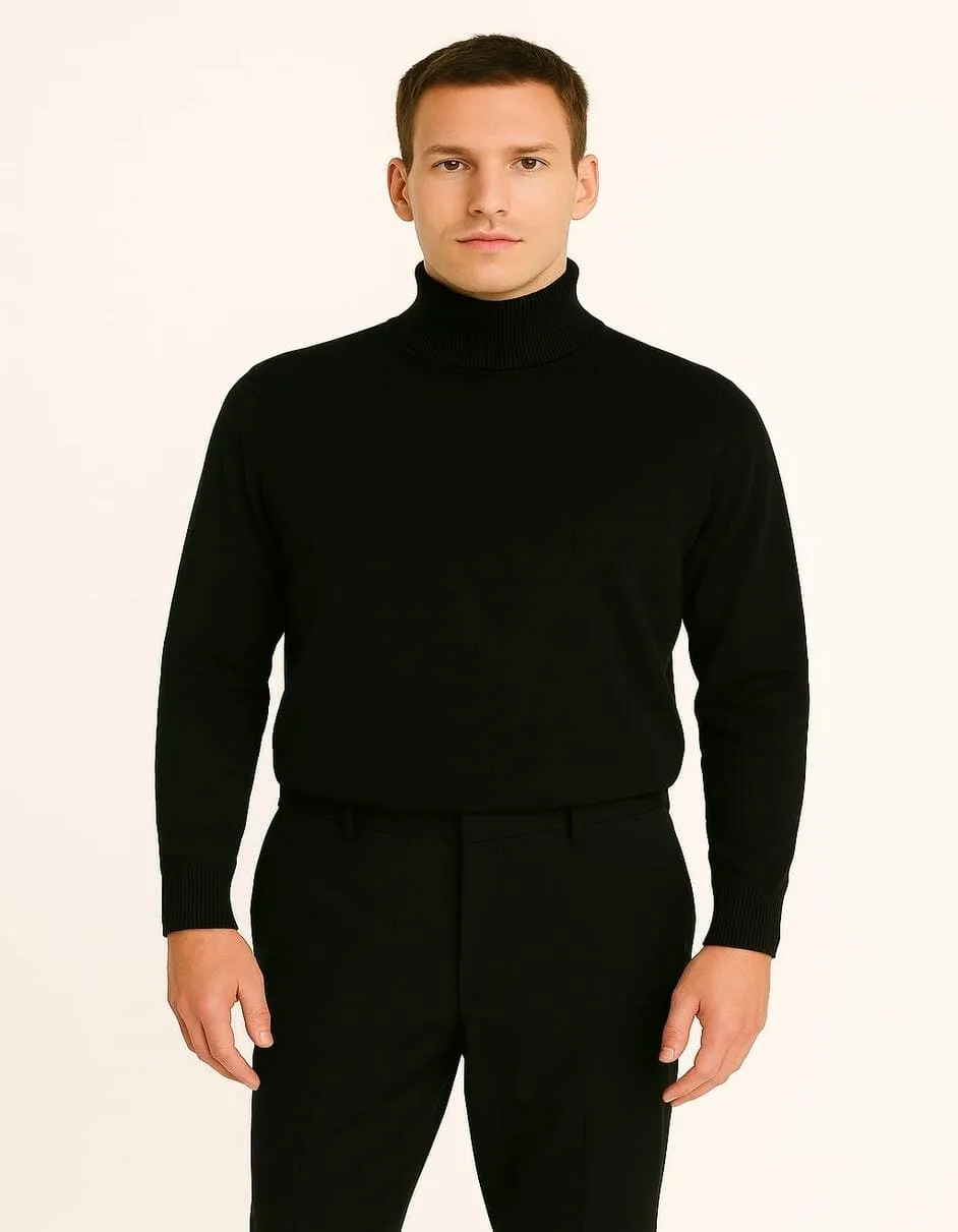 Men's Black Turtleneck Sweater – Classic Slim Fit Knit Pullover for Winter Layering sold by Alberto Nardoni