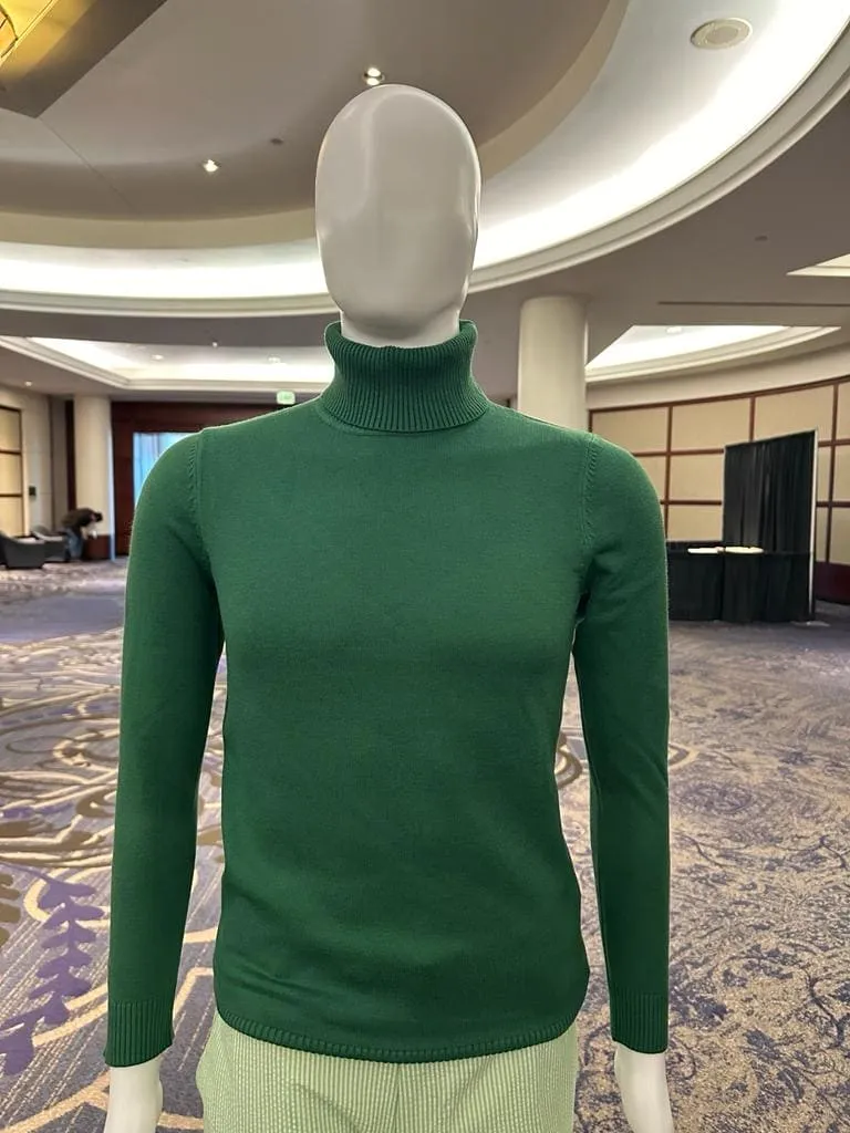 Mens Green Slim Fit Turtleneck Sweater – Lightweight Knit Pullover in Emerald Green sold by Alberto Nardoni product image thumbnail 5