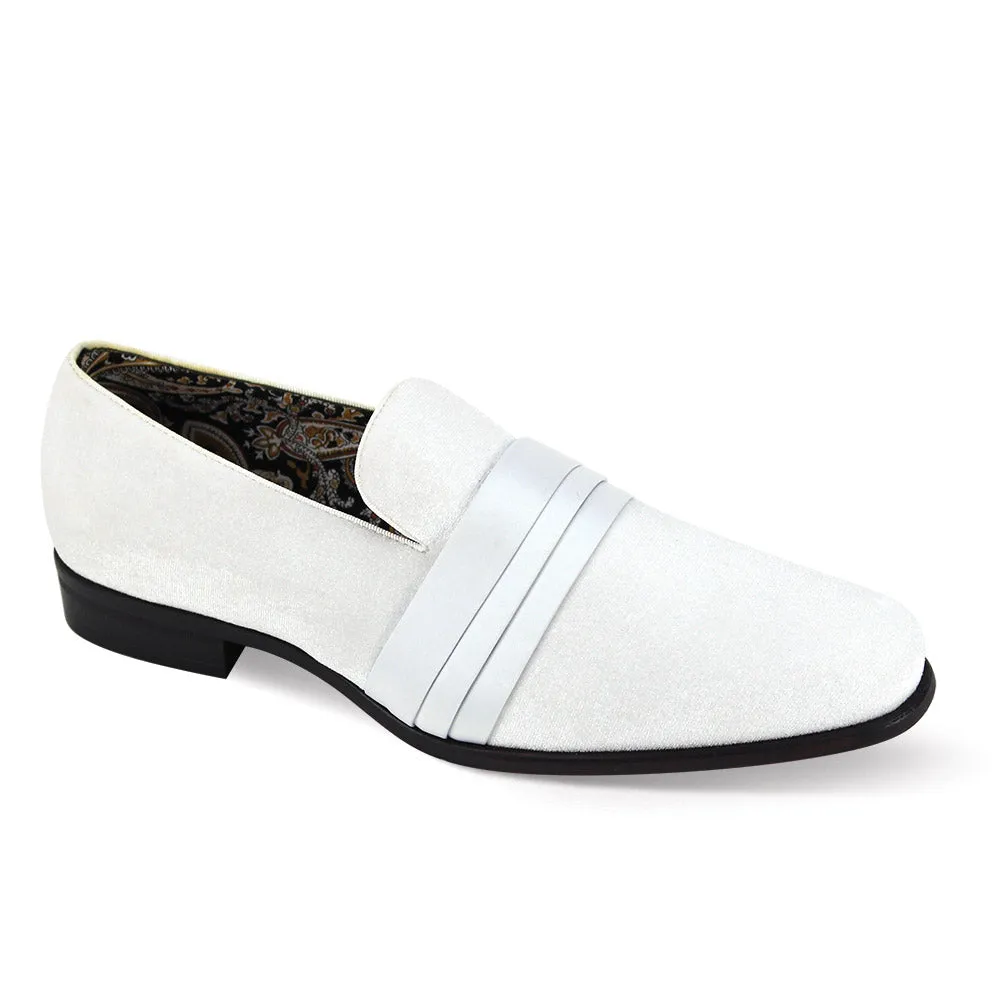 Uptown Hustle in White Sleek Velvet Loafers sold by Alberto Nardoni