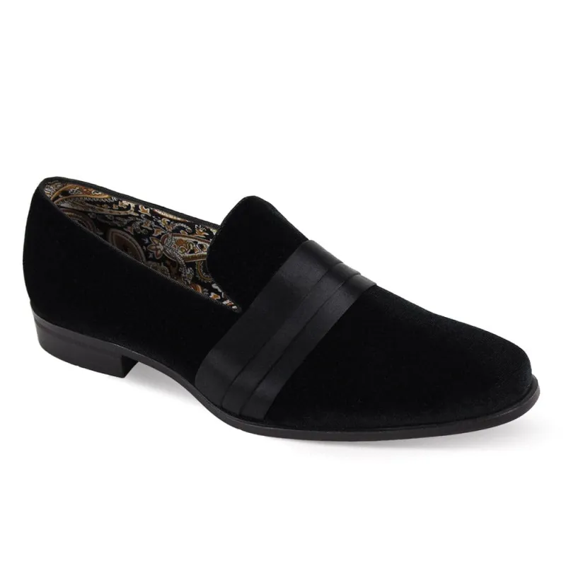 Uptown Hustle in Black Sleek Velvet Loafers sold by Alberto Nardoni