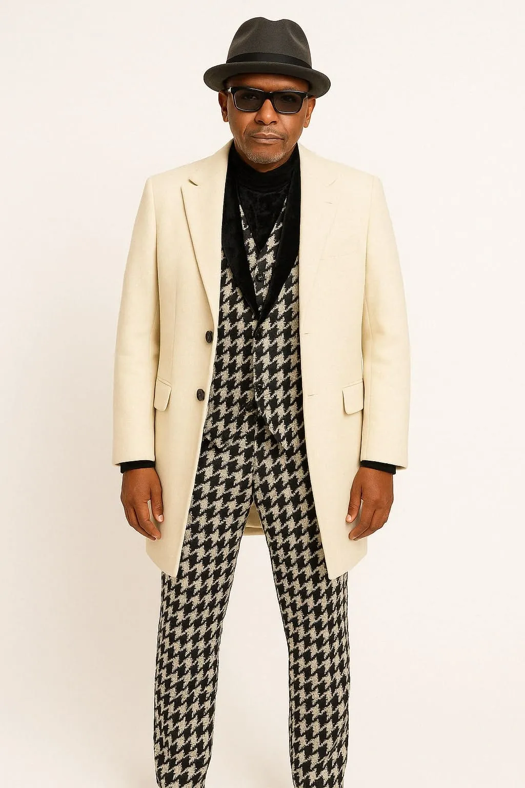 Ivory Overcoat Carmel Zhao Mens 3/4 Length Top Coat - Single Breasted Carcoat sold by Alberto Nardoni