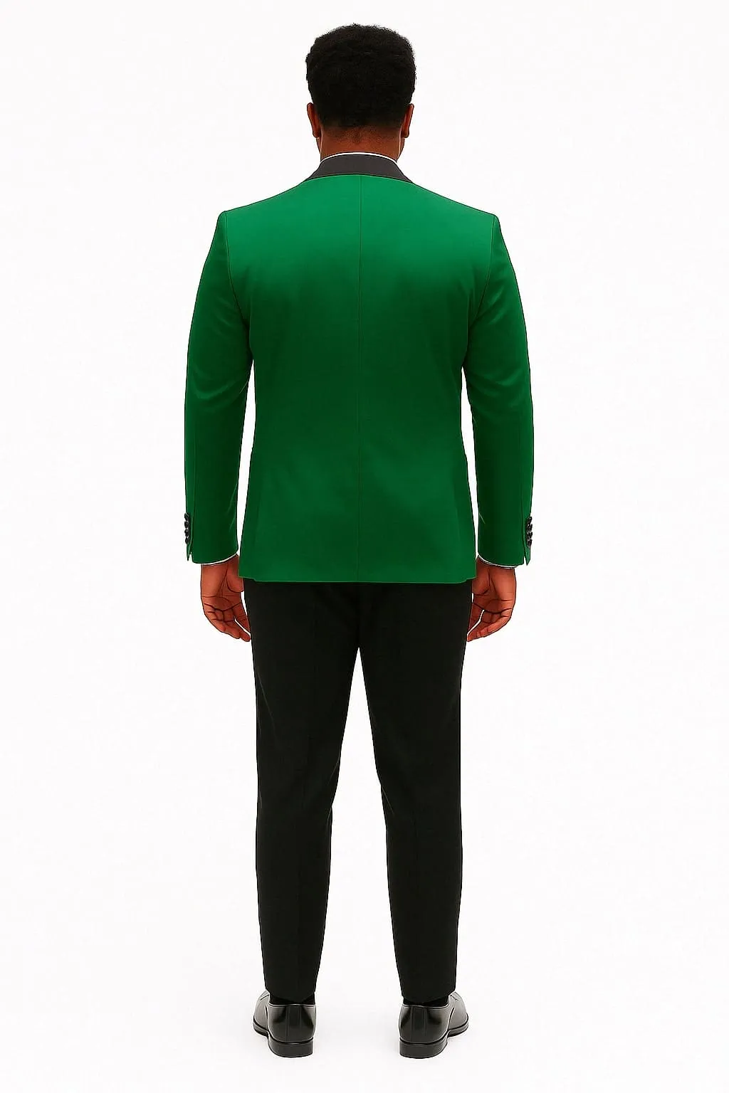 Mens Emerald Green Satin Tuxedo with Black Lapel Formal Slim Fit Suit sold by Alberto Nardoni product image thumbnail 2