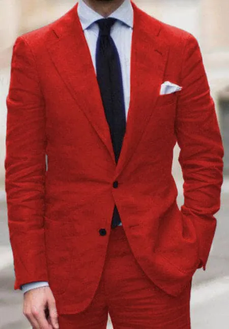 Red Linen Suit - Red Linen Suit - Red Tiffany Color sold by Alberto Nardoni