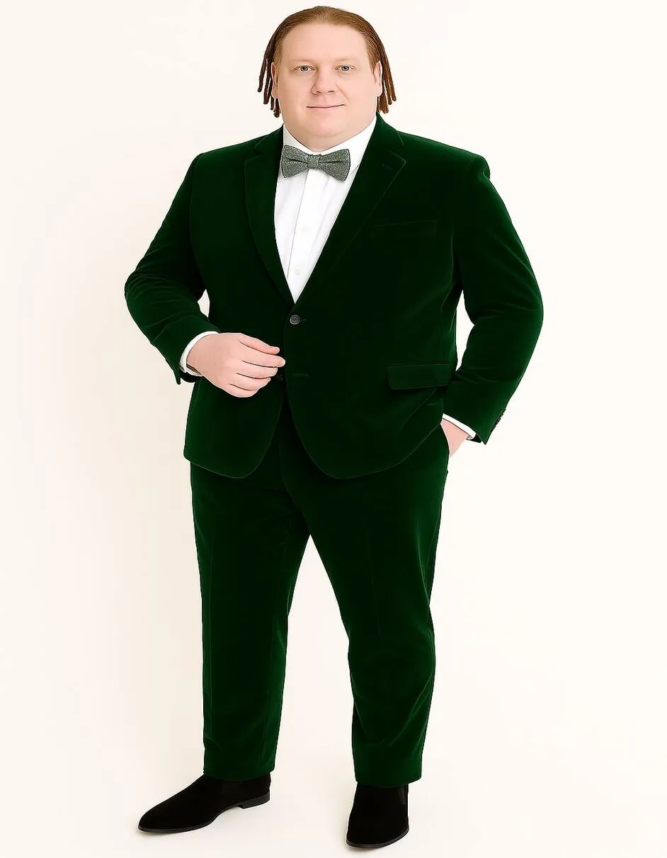 Men’s Emerald Green Velvet Suit – Slim Fit Tuxedo for Weddings, Prom, and Carpet Events sold by Alberto Nardoni product image thumbnail 2