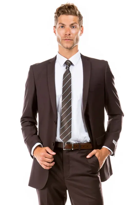 Brown Slim Fit Men's Wedding Suit - Basic 2 Button Style | CLOSE OUT 40R sold by Alberto Nardoni