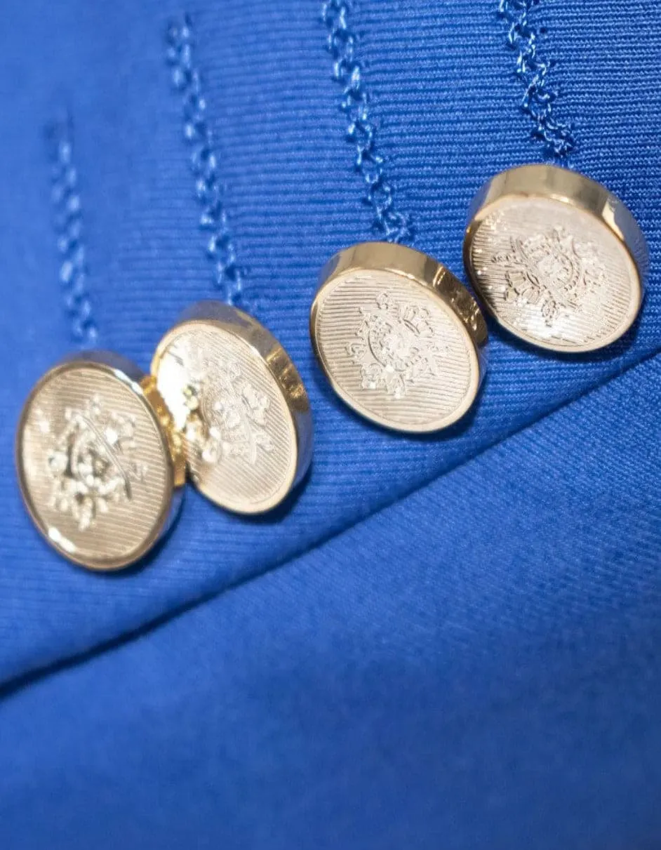 Royal Blue 3-Piece Slim-Fit Suit with Gold Buttons sold by Alberto Nardoni product image thumbnail 4