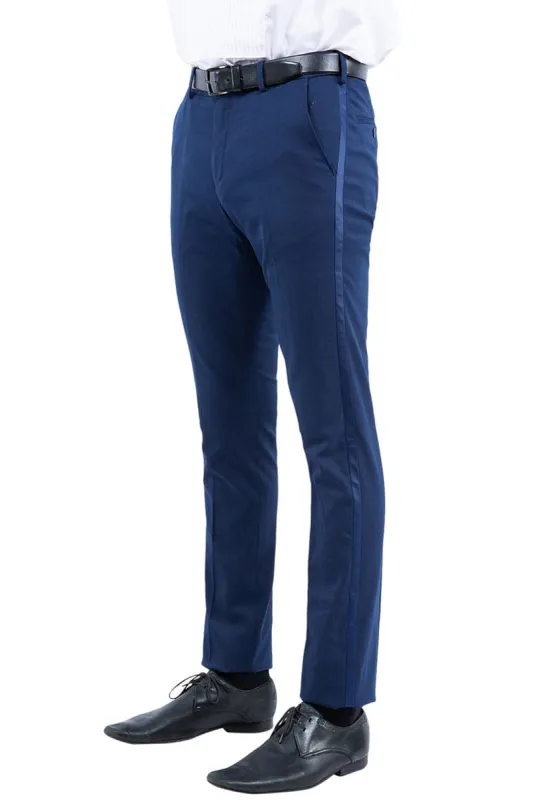 "Men's Navy Modern Fit Tuxedo Pants - Flat Front Separates" sold by Alberto Nardoni