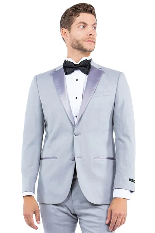 "Light Grey Modern Fit Men's Tuxedo Jacket - Two Button Notch Lapel" sold by Alberto Nardoni
