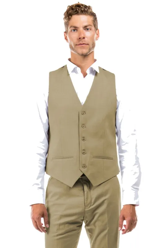 "Designer Wool Vest for Men - Tan, Suit Separate by [Brand Name]" sold by Alberto Nardoni