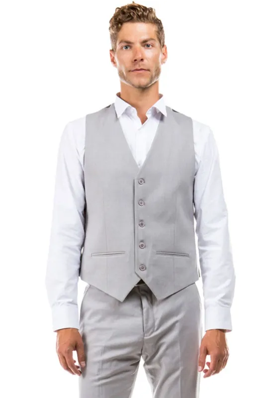 "Designer Wool Vest for Men - Light Grey Suit Separate" sold by Alberto Nardoni