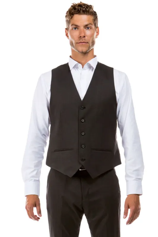 "Designer Wool Vest for Men - Charcoal Grey Suit Separate" sold by Alberto Nardoni