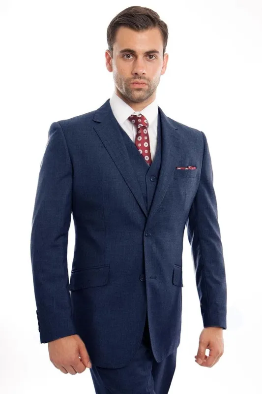 "Indigo Blue Men's Designer Wool Suit - Modern Fit, Two Button Vested" sold by Alberto Nardoni