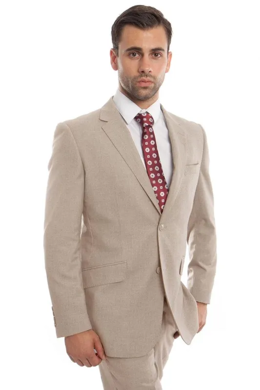 "Modern Fit Wool Suit for Men - Designer Two Button in Tan" sold by Alberto Nardoni