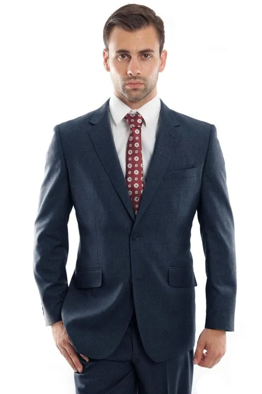 "Indigo Blue Modern Fit Wool Suit - Men's Designer Two Button" sold by Alberto Nardoni