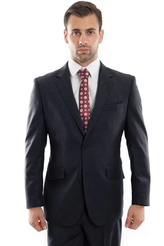 "Modern Fit Wool Suit for Men - Designer Two Button in Charcoal Grey" sold by Alberto Nardoni
