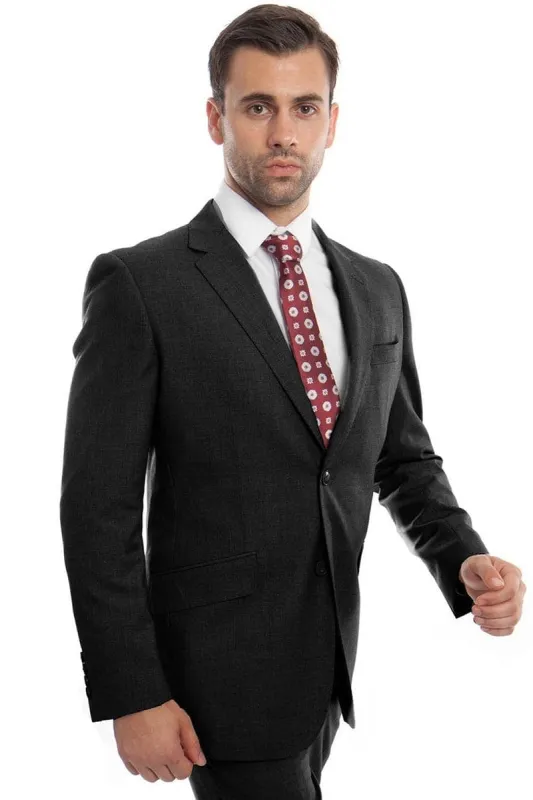 "Black Modern Fit Wool Suit - Men's Designer Two Button" sold by Alberto Nardoni