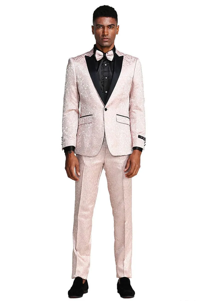 "Paisley Wedding Tuxedo - Men's Slim Fit One Button in Blush Pink" sold by Alberto Nardoni product image thumbnail 2