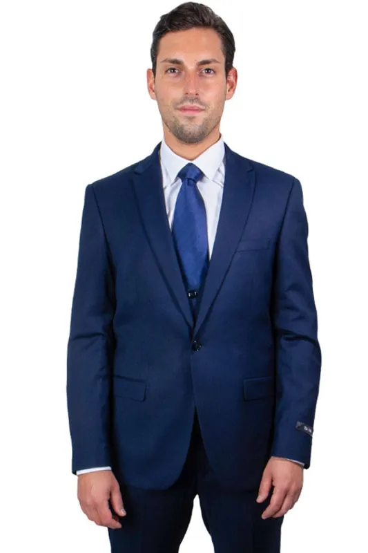 "Navy Blue Men's Skinny Wedding & Prom 2025 Suit with One Button Peak Lapel & Lowcut Vest" sold by Alberto Nardoni