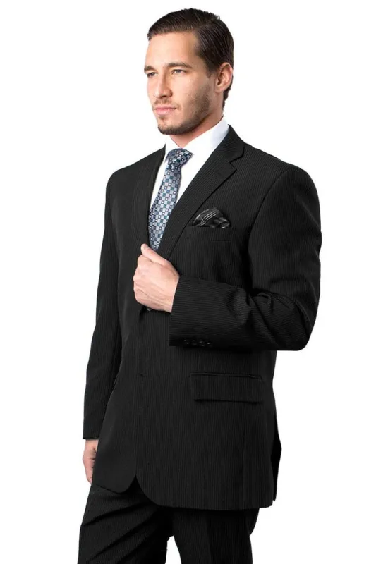 "Black Men's Business Suit - Mini Pinstripe, Two Button Vested" sold by Alberto Nardoni