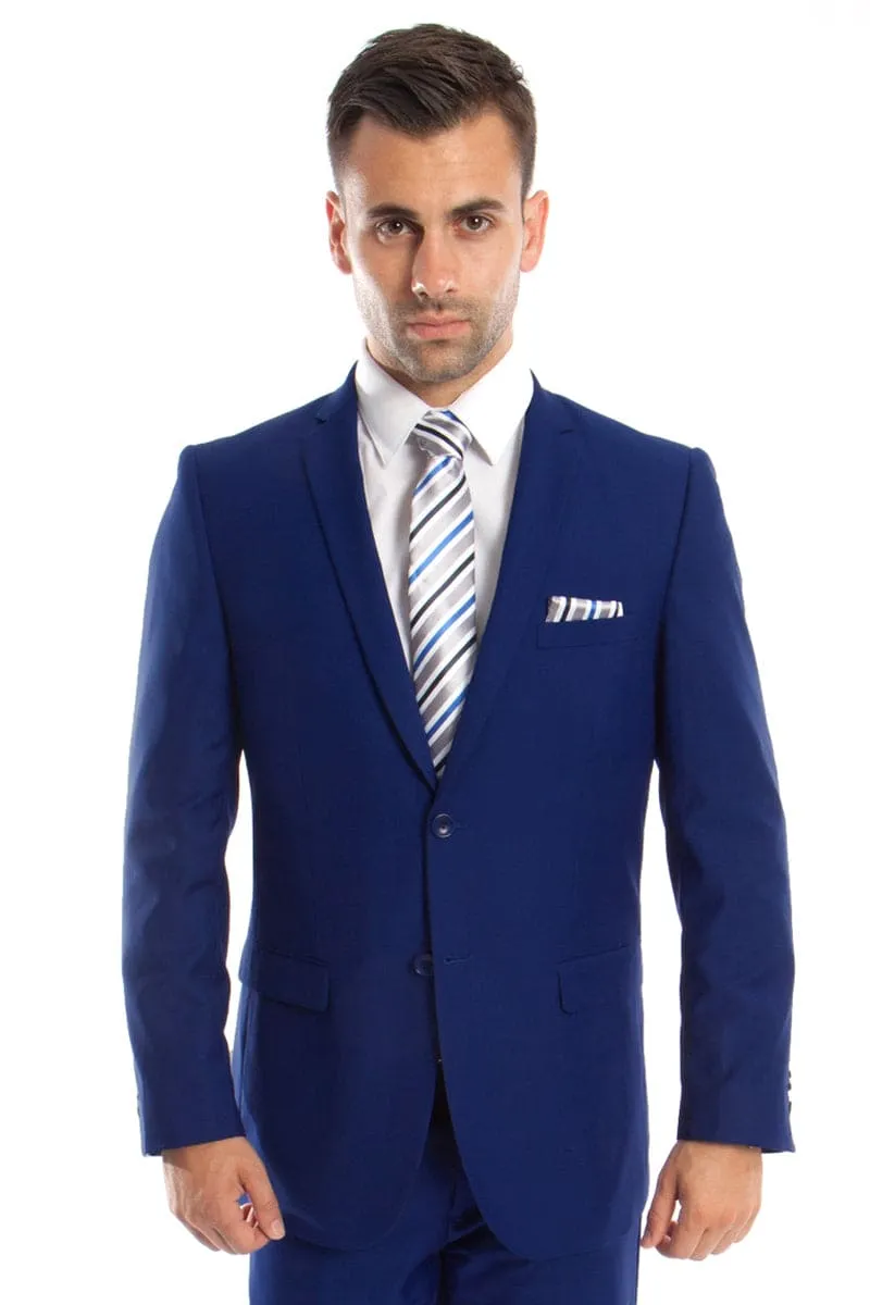 Indigo Blue Slim Fit Wedding Suit for Men - Basic 2 Button Style sold by Alberto Nardoni