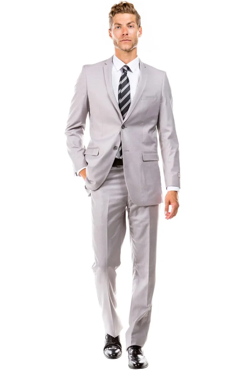 "Men's Slim Fit 2 Button Wedding Suit - Light Grey Basic" sold by Alberto Nardoni product image thumbnail 2