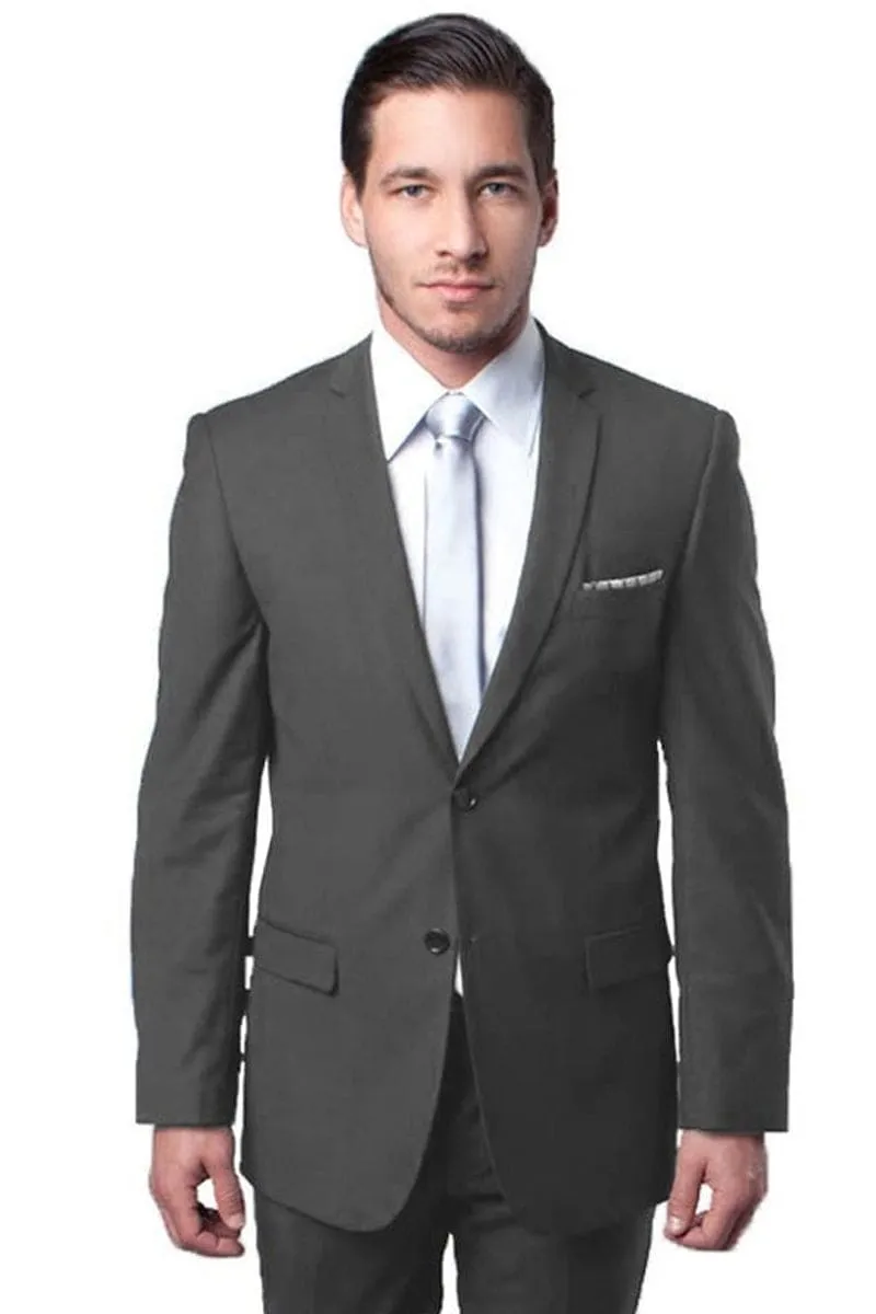 "Men's Slim Fit 2 Button Wedding Suit - Medium Grey Basic" sold by Alberto Nardoni