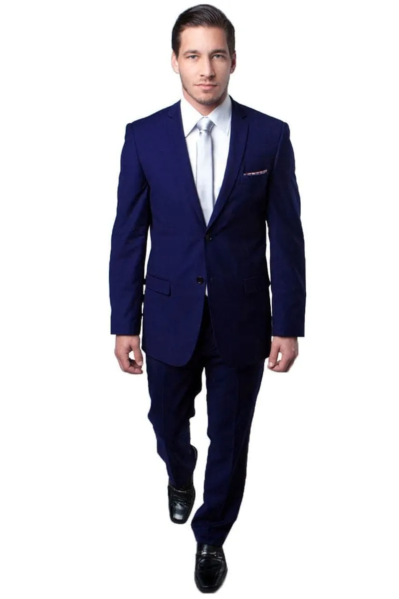 Navy Slim Fit 2 Button Men's Wedding Suit - Basic Style sold by Alberto Nardoni product image thumbnail 2