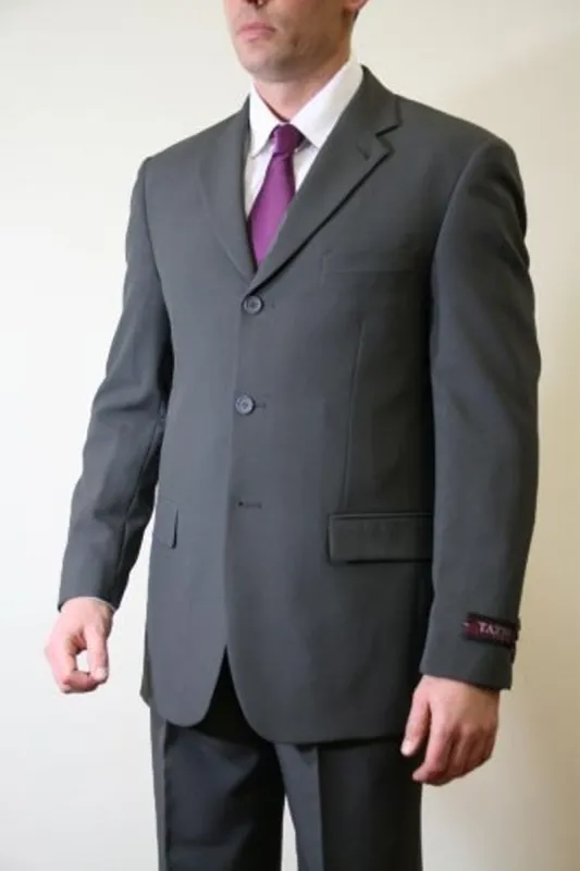"Dark Grey Men's Poplin Suit - Basic Three Button Style" made by Alberto Nardoni