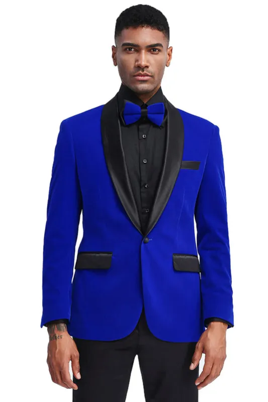 "Royal Blue Velvet Tuxedo Jacket - Men's Slim Fit Shawl Lapel for Wedding & Prom 2025" sold by Alberto Nardoni