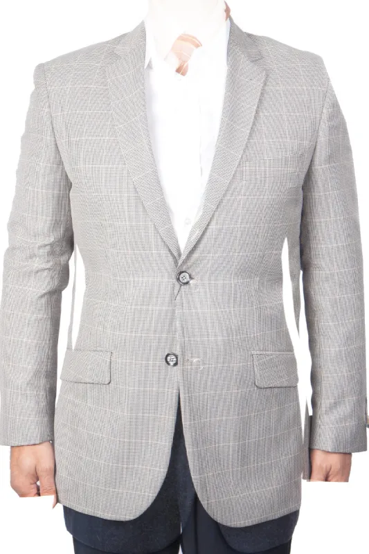 "Houndstooth Plaid Sport Coat - Men's Two Button Classic in Black/White" made by Alberto Nardoni