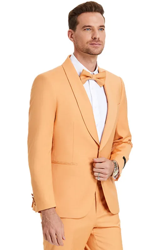 "Tangerine Orange Men's Wedding Suit - One Button Shawl Lapel Dinner Jacket" sold by Alberto Nardoni