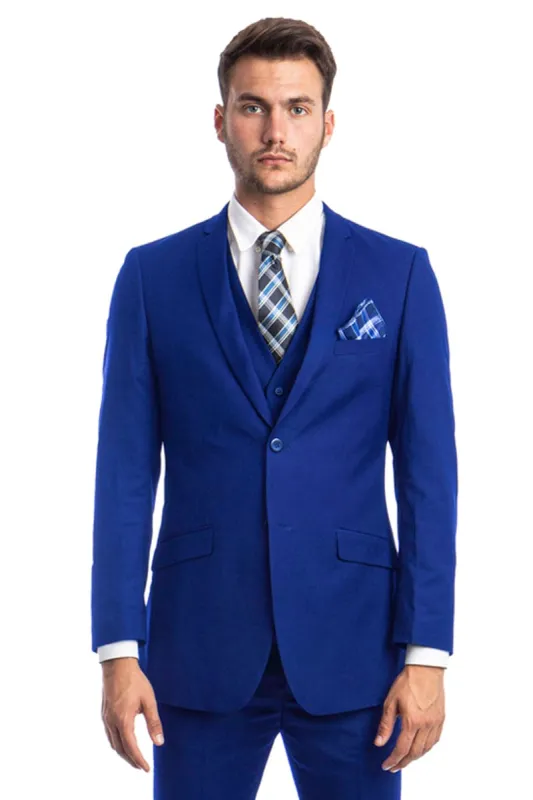 "Royal Blue Men's Slim Fit Wedding Suit - Two Button Basic Vested" sold by Alberto Nardoni