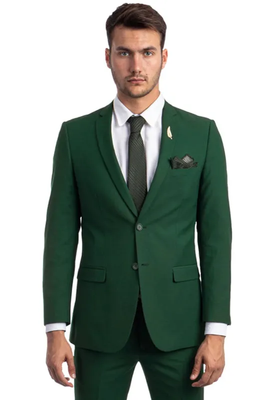 Hunter Green Slim Fit Men's Wedding Suit - Basic 2 Button Style sold by Alberto Nardoni