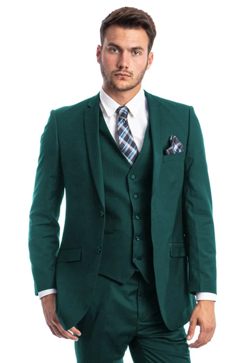 "Teal Green Slim Fit Wedding Suit for Men - Two Button Basic Vested" sold by Alberto Nardoni