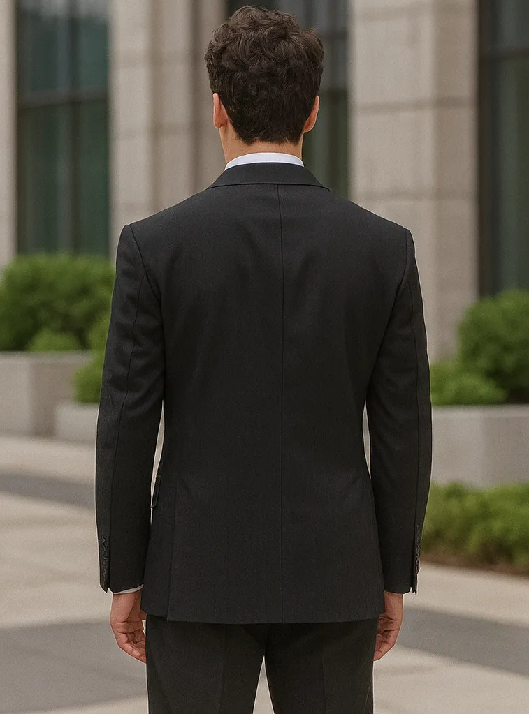 Steve Harvey Black Solid Three Piece Suit sold by Alberto Nardoni product image thumbnail 2