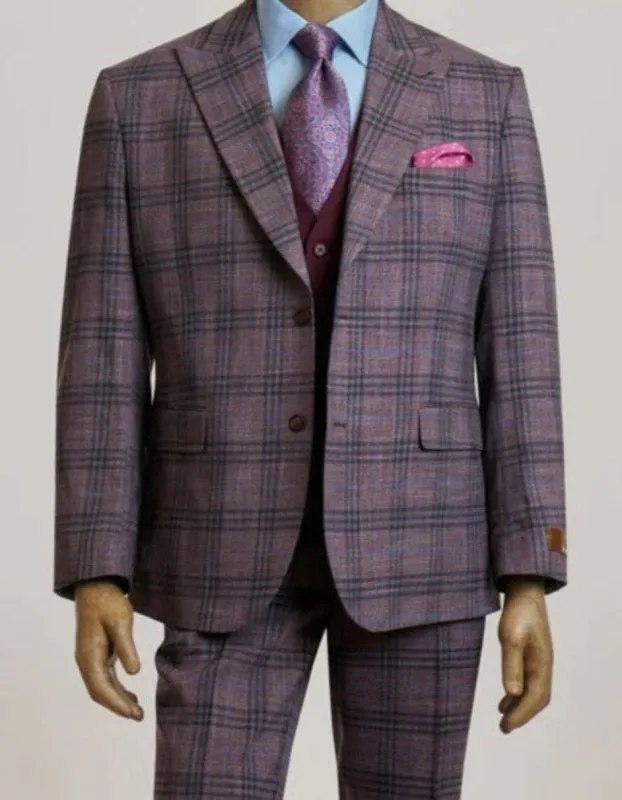 Steve Harvey Suits - Mauve Suit - Designer Brand Suit No Pleated Pants Modern Fit sold by Alberto Nardoni