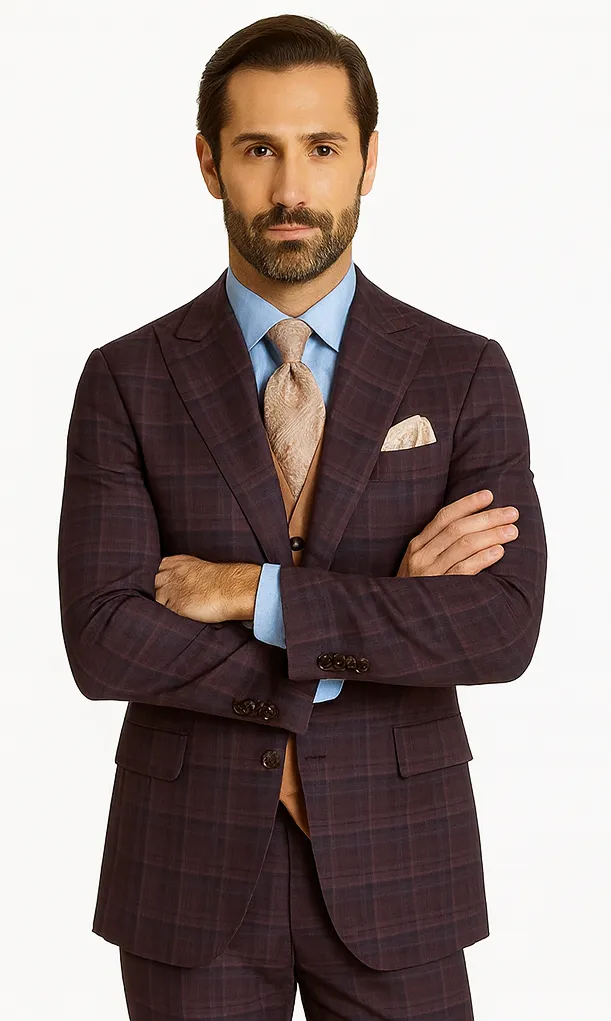 Steve Harvey Suits - Purple Suit - Designer Brand Suit No Pleated Pants Modern Fit sold by Alberto Nardoni product image thumbnail 5