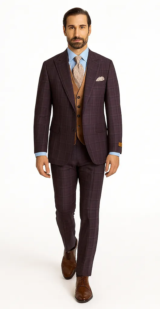Steve Harvey Suits - Purple Suit - Designer Brand Suit No Pleated Pants Modern Fit sold by Alberto Nardoni product image thumbnail 3