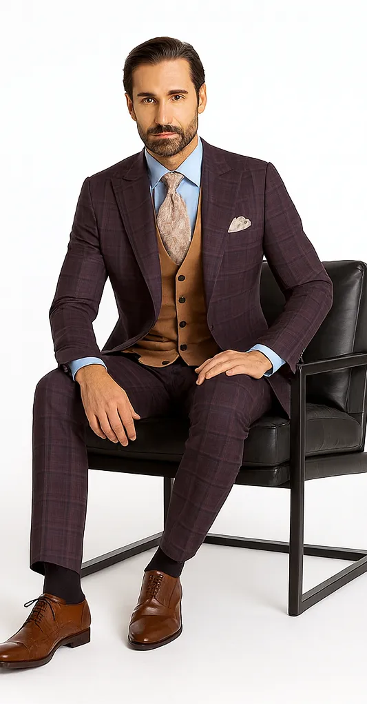 Steve Harvey Suits - Purple Suit - Designer Brand Suit No Pleated Pants Modern Fit sold by Alberto Nardoni product image thumbnail 4