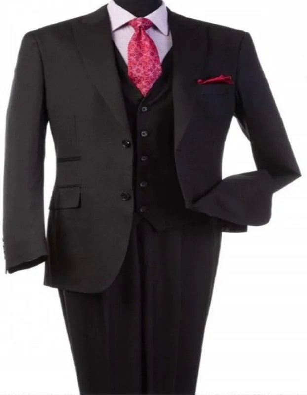 Steve Harvey Suits - Black Suit - Designer Brand Suit No Pleated Pants Modern Fit sold by Alberto Nardoni