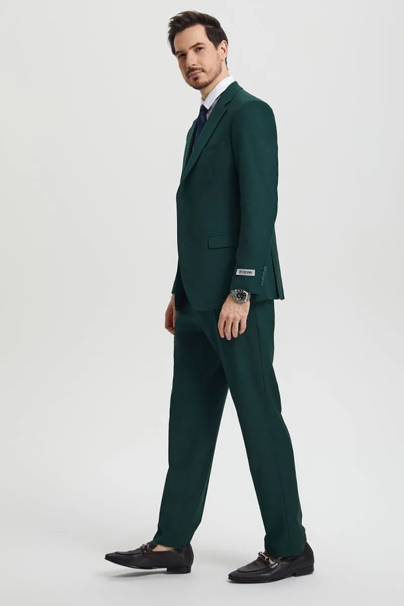 Men's Two Button Vested Stacy Adams Basic Designer Suit in Hunter Green sold by Alberto Nardoni product image thumbnail 5
