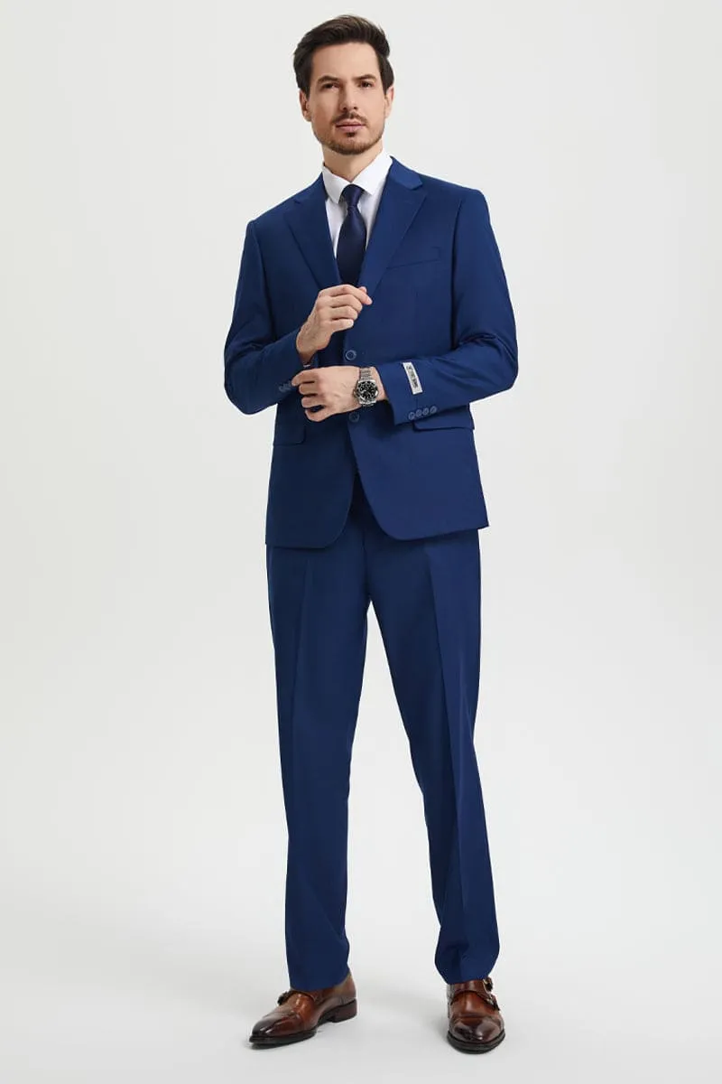 Men's Two Button Vested Stacy Adams Basic Designer Suit in Indigo Blue sold by Alberto Nardoni product image thumbnail 3