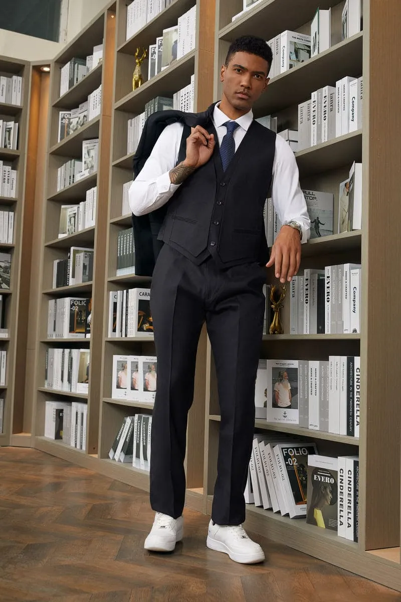 Men's Stacy Adam's Two Button Fancy Vested Suit in Midnight Black sold by Alberto Nardoni product image thumbnail 3