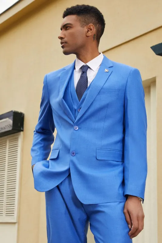 "Mens Stacy Adams Suit - Stacy Adams Suit Men's Fancy Two-Button Vested Suit in French Blue" sold by Alberto Nardoni