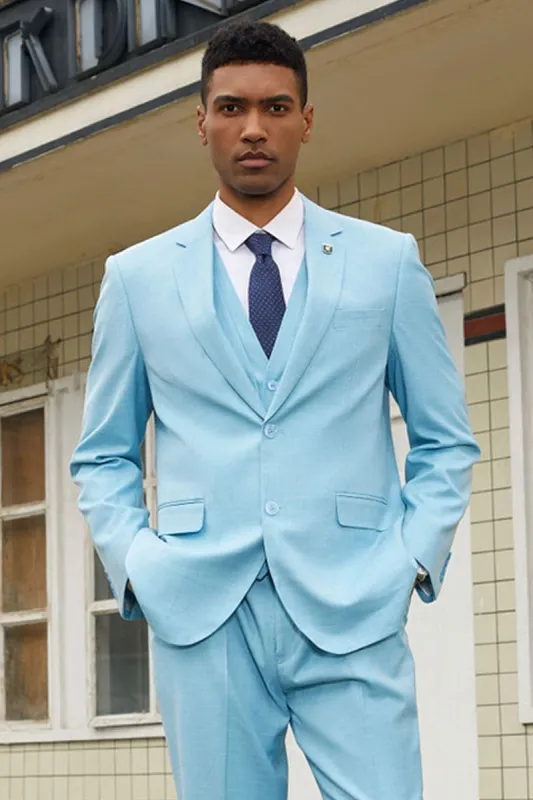 "Mens Stacy Adams Suit - Stacy Adams Suit Men's Fancy Two-Button Vested Suit in Teal Green" sold by Alberto Nardoni